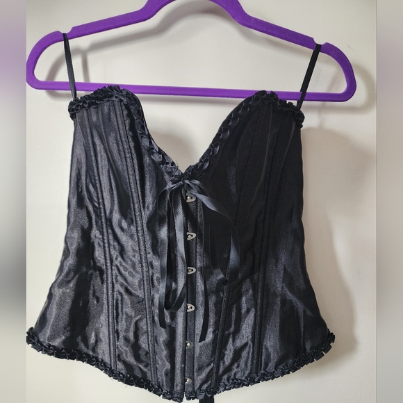 Black Living Dead Souls Satin Lace Up Corset XL - Picture 2 of 7